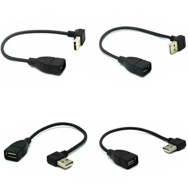 L รูปร่าง90องศามุมซ้ายขวา USB 2.0ชายกับหญิงขยายสายอะแดปเตอร์