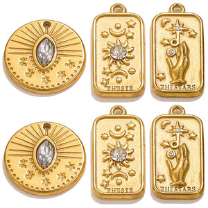 Bijoux personnalisés en acier inoxydable 316L, pendentifs et breloques tendance, cartes de tarot 3D pour la création de bracelets et colliers. - Product Image 1