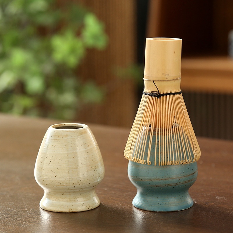 Japanese Style Vintage Pottery Chawan with Spout Matcha Whisk