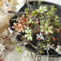 Fleurs artificielles en soie faites main DIY transfrontalières, petites têtes d'orchidées à 4 branches, teintées, pour décoration de mariage rétro et d'ambiance