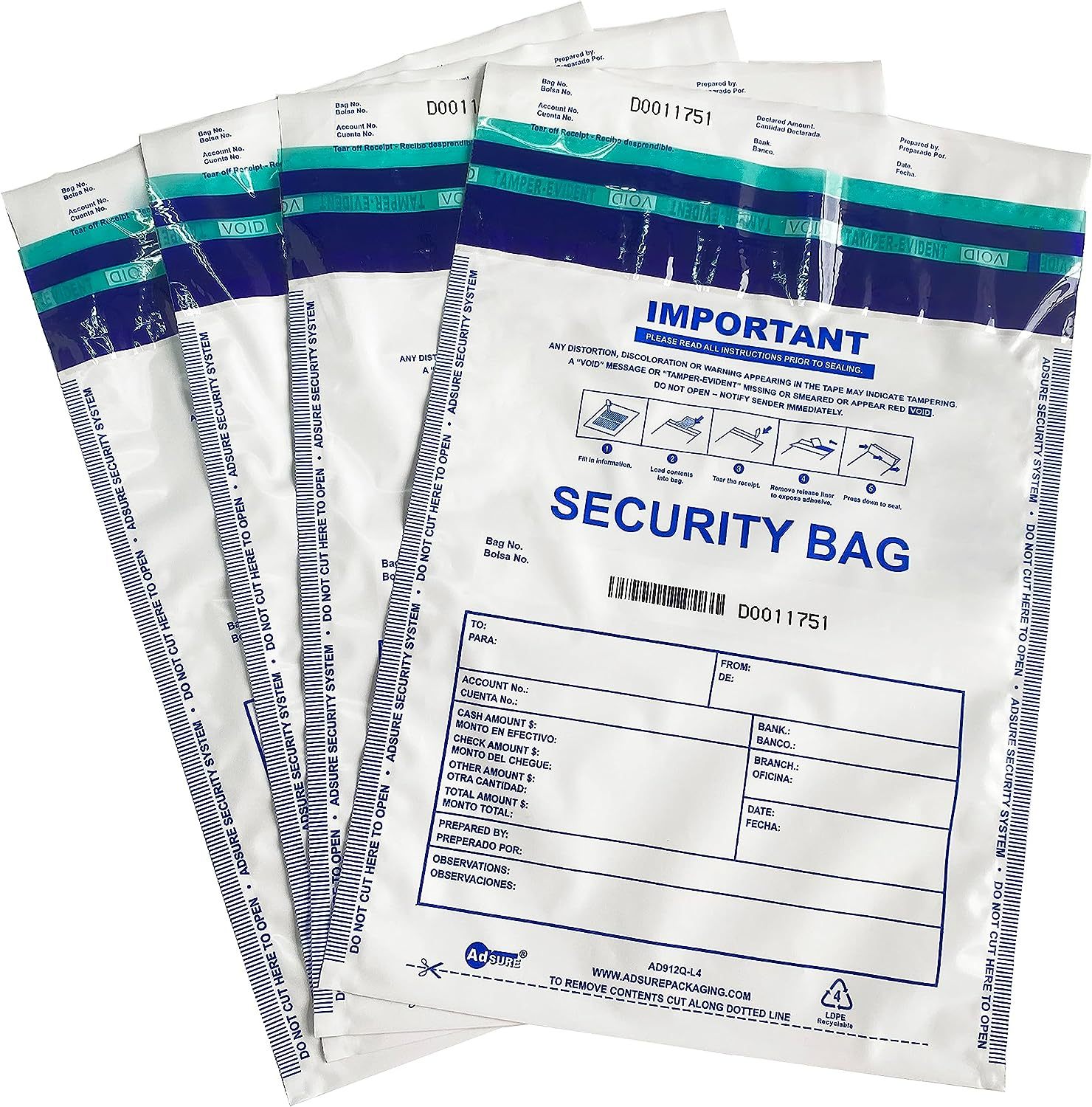 Bank Deposit Bags With Level 4 Security Tamper Evident Bag Self Adhesion Security Bank Bags Plastic