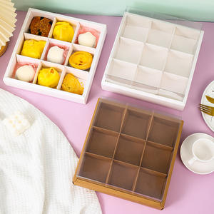 Stampa personalizzata Logo bomboniere ecologiche caramelle al <span class=keywords><strong>cioccolato</strong></span> torta alla fragola confezione regalo in carta con coperchio trasparente - Product Image 3