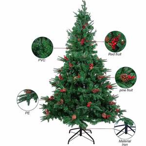 Árbol de Navidad Artificial de Lujo, Mezcla de PE/PVC con Piñas y Bayas Rojas, Decoración Navideña para Interiores - Product Image 2