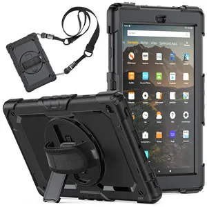 Custodia per Amazon kindle fire HD 360 Rotation tracolla in Silicone Tablet 10.1 pollici 2019 cover protettiva