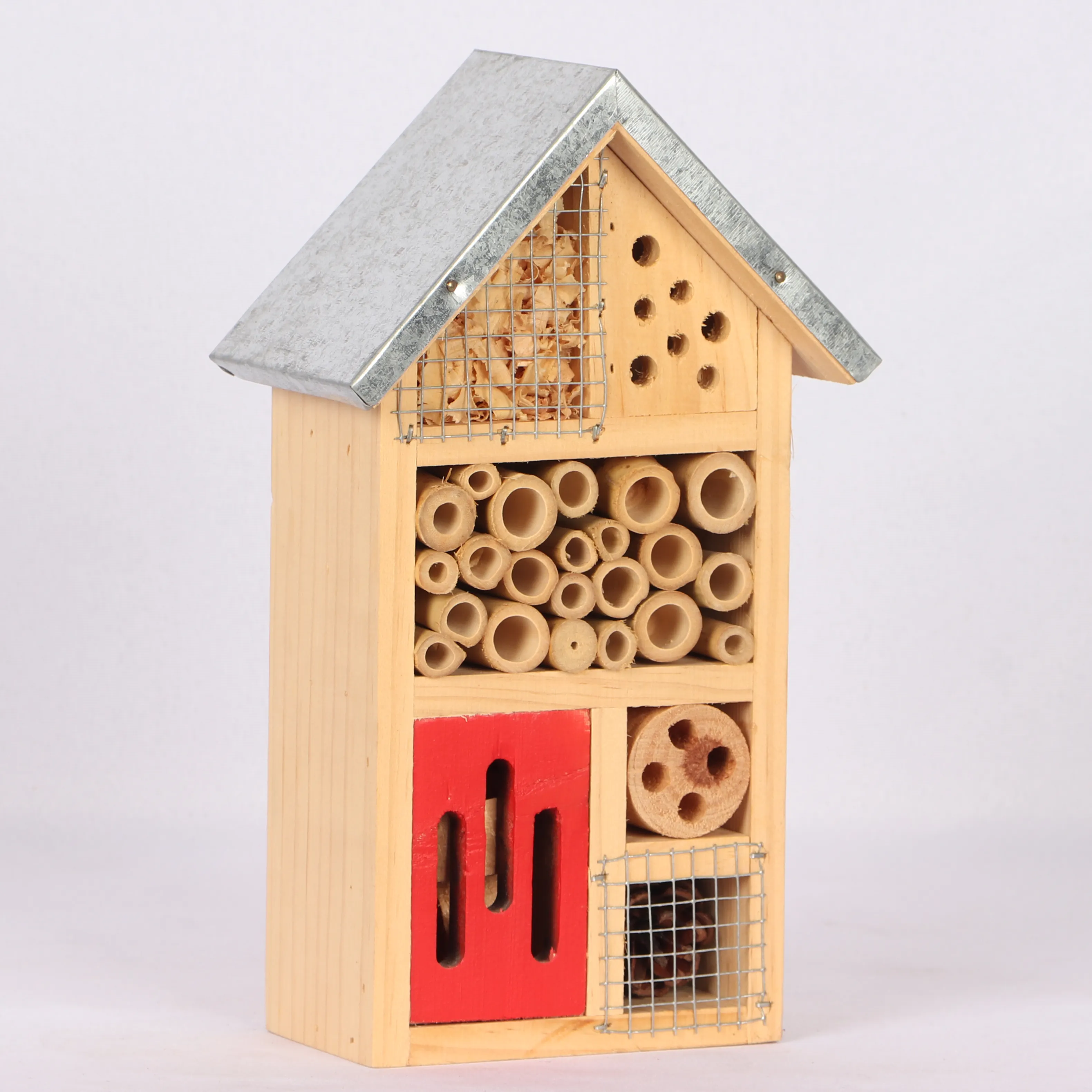 Insect House With Zinc Roof Untreated, Insect House Made of Natural Wood for Wildlife friend