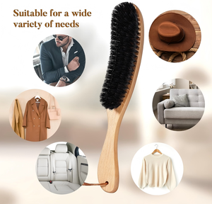Boar Bristle Beech Wood Handle Horse Hair Natural Reusable Garment <b>Brush</b> for Suits Cashmere Wool Velvet Suede and <b>Pet</b> Hair - Product Image 5