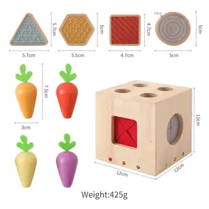 Kotak pengenalan sentuh silikon bayi, kayu mainan bentuk cocok mainan pendidikan montesori