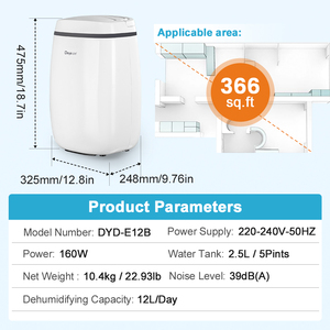 โรงงานผลิตเครื่องลดความชื้น Deye OEM ODM รุ่น R290 ความจุ 12 ลิตร เครื่องฟอกอากาศ เครื่องลดความชื้นสำหรับบ้านและห้องใต้ดิน - Product Image 2