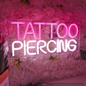Tattoo piercing neon LED hanging USB powered ambient light shop entrance <b>sign</b> indicator light decorative light landscape light - Product Image 5
