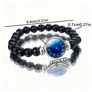 Draaiende Sterrenkaart Orbit Armband - Zwarte Glazen Kraal Sieraden, Neutraal Veelzijdig Unisex Cadeau voor Verjaardag, Lente Zomer Draagbaar - Product Image 2