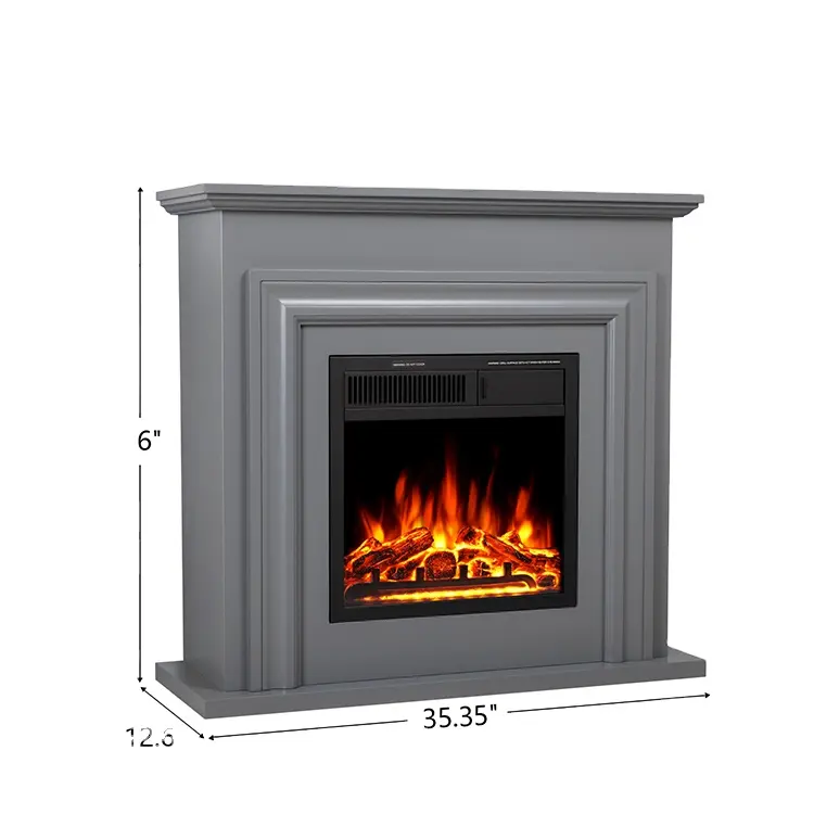 Working Noise Low Insert Heater Electric Fireplace Mantel Wooden Surround Firebox With Deco Flame