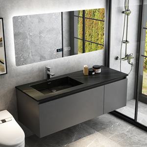 פאר מודרני לכה קלאסי עמיד מים עמיד לסביבה ארון רחצה עם מראה קיר משטח קוורץ מלאכותי - Product Image 3