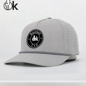 Casquette de camionneur à 5 panneaux avec logo personnalisé, bord en corde, Gorras, course à pied, camping, casquette de camionneur structurée réglable, imperméable, découpe au laser - Product Image 6