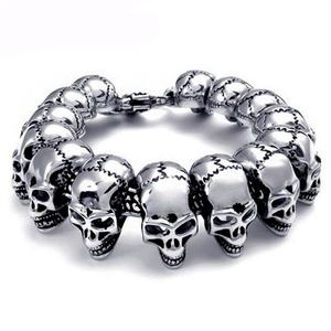 Pulsera de Cadena de Mano con Calavera de Acero Inoxidable Personalizada para Hombre, Joyería de Moda para Motociclistas, con Cabeza de Leopardo y Bolsa de PP - Product Image 1