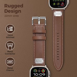 Correas de Repuesto de Cuero Genuino Vintage Premium Win-Win, Impermeables, para <span class=keywords><strong>Apple</strong></span> <span class=keywords><strong>Watch</strong></span> Serie <span class=keywords><strong>8</strong></span> de 45 mm, Unisex - Product Image 2