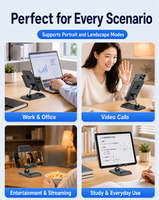 Support de téléphone pliable pour bureau, compatible avec les téléphones et tablettes, base lestée stable pour la maison
