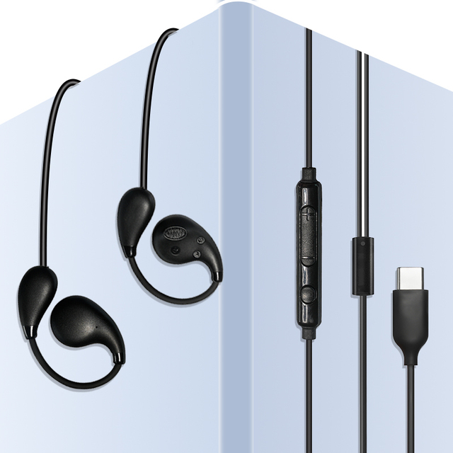 Mobile Earhook Handsfree Headphones Earbuds 360 Spatial Sound Hifi Stereo Heavy Bass Headset Smart Wire Control Type-C