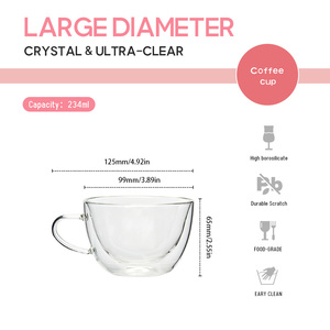 Ensemble de tasses à café transparentes à <span class=keywords><strong>double</strong></span> <span class=keywords><strong>paroi</strong></span>, <span class=keywords><strong>latte</strong></span> <span class=keywords><strong>macchiato</strong></span>, cappuccino, tasse thermique en <span class=keywords><strong>verre</strong></span>, design moderne - Product Image 6