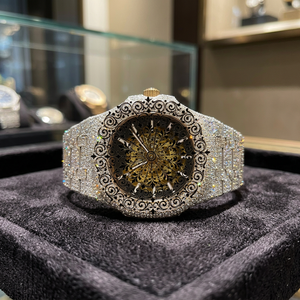นาฬิกาควอตซ์ AMBER JEWELS รุ่นหรูหราสไตล์วินเทจ สำหรับทั้งชายและหญิง ตัวเรือนสีทอง ขนาด 46 มม. หน้าปัดแบบอนาล็อกโปร่งใส คริสตัลอินเดีย กันน้ำ กลไก Citizen - Product Image 1