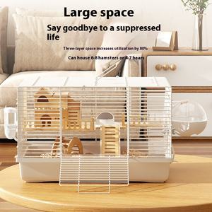 Cage de luxe surdimensionnée pour animaux de compagnie Golden Bear 47 60 fournitures de maison de base solides avec fermeture à bouton pour petits animaux grande Cage en bois - Product Image 4