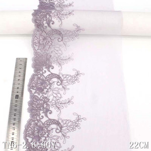 Spot vente broderie dentelle 21cm <span class=keywords><strong>de</strong></span> large rose clair maille fantaisie fleur brodé dentelle garniture matériel dentelle tissu - Product Image 3