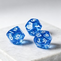 Jeu de dés en résine lisse bleu, violet et crème, 7 pièces, pour jeux de société, cadeau délicat