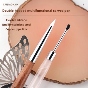 Stylo de gaufrage en silicone double tête, très populaire, pour nail art, avec logo personnalisé, stylo de sculpture en silicone pour nail art, manche en bois - Product Image 4