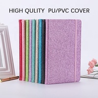 Cahiers A5 à paillettes créatives couverture rigide en cuir PU avec paillettes reliure spirale et bande élastique pour notes manuscrites