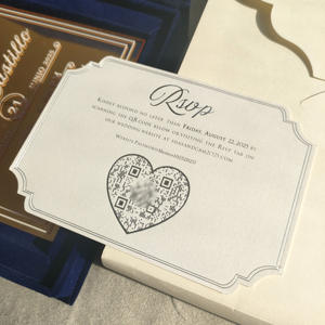Invitation <span class=keywords><strong>de</strong></span> mariage en velours bleu foncé <span class=keywords><strong>de</strong></span> qualité supérieure, carte en acrylique dorée <span class=keywords><strong>miroir</strong></span>, invitation <span class=keywords><strong>de</strong></span> mariage en boîte <span class=keywords><strong>de</strong></span> luxe avec ensemble RSVP, invitation moderne - Product Image 5