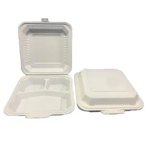 可生物降解包装饭盒9英寸一次性玉米淀粉盒外卖玉米淀粉容器