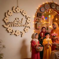 Décoration islamique Ramadan en forme de lune et d'étoile, panneaux de mosquée, cadeaux de l'Aïd Moubarak, décoration autoportante en acrylique et MDF pour le Ramadan