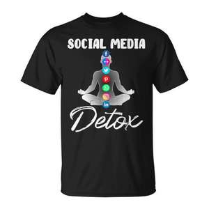 T-shirt Social Media Detox Anti Smartphone Digital Detox Yoga Design Unisexe Taille adulte - Product Image 1