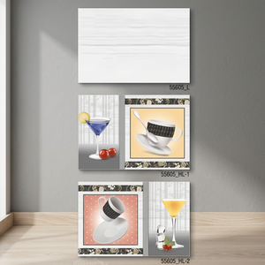 Carreaux muraux décoratifs modernes brillants 300x450mm en céramique numérique rectifiée à emboîtement pour salle à manger, salle de bain et extérieur - Product Image 1