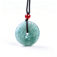 Pendentif Boucle de la Paix en Jadeite Birmane de Grade A, Donuts sculptés en jade vert naturel à motif floral pour cadeau et vente en gros