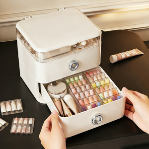 Boîte de rangement à bijoux élégante avec miroir et tiroirs pour bureau, en ABS, grande capacité 10-20L - Product Image 4