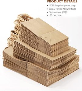 <span class=keywords><strong>Sac</strong></span> cadeau en papier Kraft blanc brun avec poignées, impression personnalisée, Logo, Restaurant, aliments à emporter, emballage à emporter - Product Image 6
