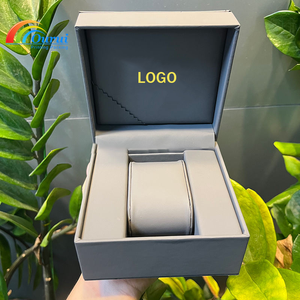 Estuche para reloj de cuero PU gris, a prueba de polvo, con logo personalizado, estuche de regalo para reloj de hombre, estuche rectangular para reloj. - Product Image 4