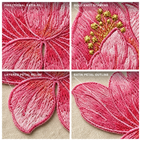 Patchs thermocollants brodés personnalisés Fleur de Lotus pour veste, robe, sac, chapeau, vêtements, décoration de mariage