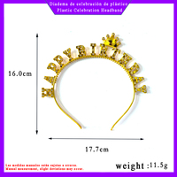 Direct usine, Bandeau-couronne d'anniversaire en plastique avec strass 3D et cristaux, Accessoire capillaire de fête, Accessoire photo pour célébration