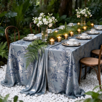 Nappe jacquard florale à feuilles de palmier tropicales, couverture de table tissée de luxe pour la décoration d'hôtels, banquets et mariages