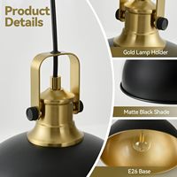Lampes suspendues réglables en hauteur de style industriel farmhouse noires SIMIG de 12 pouces pour îlot de cuisine, salle à manger, design vintage en forme de dôme