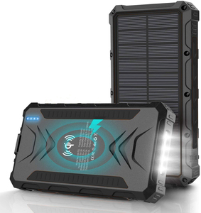 KR701 24000mAh <b>Solar</b> Power Bank Wireless Charging LED Light Rugged Portable <b>Charger</b> - Product Image 1