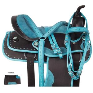 Sillín de caballo de cuero occidental de alta calidad hecho a mano duradero Ranch Trail Riding Saddle ajustable estribo asiento profundo OEM al por mayor - Product Image 1