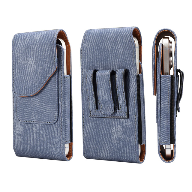 Jean Leather Belt Clip Holster Waist Bag Mobile Phone Holder Pouch for iPhone 16 17 Pro Max for Samsung S25 Ultra