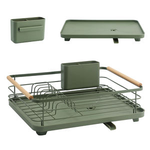 Escurridor <span class=keywords><strong>de</strong></span> Platos para Encimera <span class=keywords><strong>de</strong></span> Cocina, Organizador <span class=keywords><strong>de</strong></span> Fregadero <span class=keywords><strong>de</strong></span> Metal con <span class=keywords><strong>Porta</strong></span> Utensilios, Decoración para el Hogar y Apartamento, Tubo <span class=keywords><strong>de</strong></span> Drenaje, Mango <span class=keywords><strong>de</strong></span> <span class=keywords><strong>Madera</strong></span> - Product Image 4