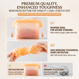 Sacs de conservation en silicone 1000 ml réutilisables, compatibles micro-ondes, hermétiques, pour la conservation des aliments au réfrigérateur, pour usage en cuisine - Product Image 4