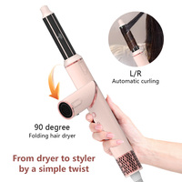 90 °   Sèche-cheveux pliable avec moteur DC, réglage 4 vitesses, ensemble d'outils de coiffure 6 en 1, fers à boucler, brosse sèche-cheveux