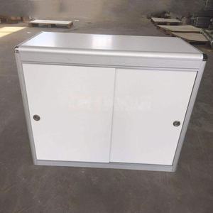 Comptoir d'accueil pour exposition, bureau d'information pour salon professionnel, armoire de présentation rectangulaire pliable <span class=keywords><strong>en</strong></span> alliage d'aluminium blanc/argent - Product Image 3