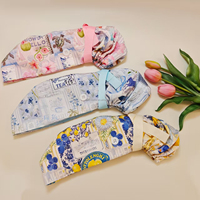 Bonnets en satin doublés pour femmes aux cheveux longs, chapeaux bouffants pour infirmières, casquettes chirurgicales en coton personnalisées avec boutons