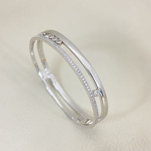 Elegant Luxury <b>Gold</b> <b>Plated</b> Sterling Silver Zircon Charm Slider <b>Bangles</b>-Chic Fine Jewelry for Weddings & Parties - Product Image 3